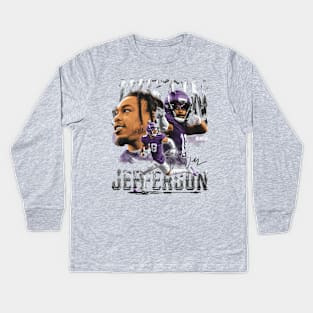 Justin Jefferson Minnesota Vintage Kids Long Sleeve T-Shirt